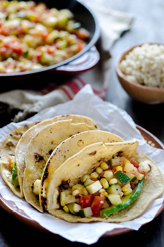 Mexican Zucchini Corn Tacos Recipe | Vegalicious